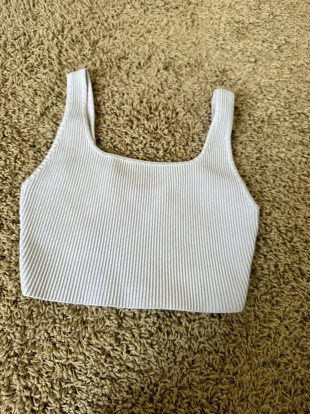 Babaton Gray Ribbed Square Neck Crop Tank